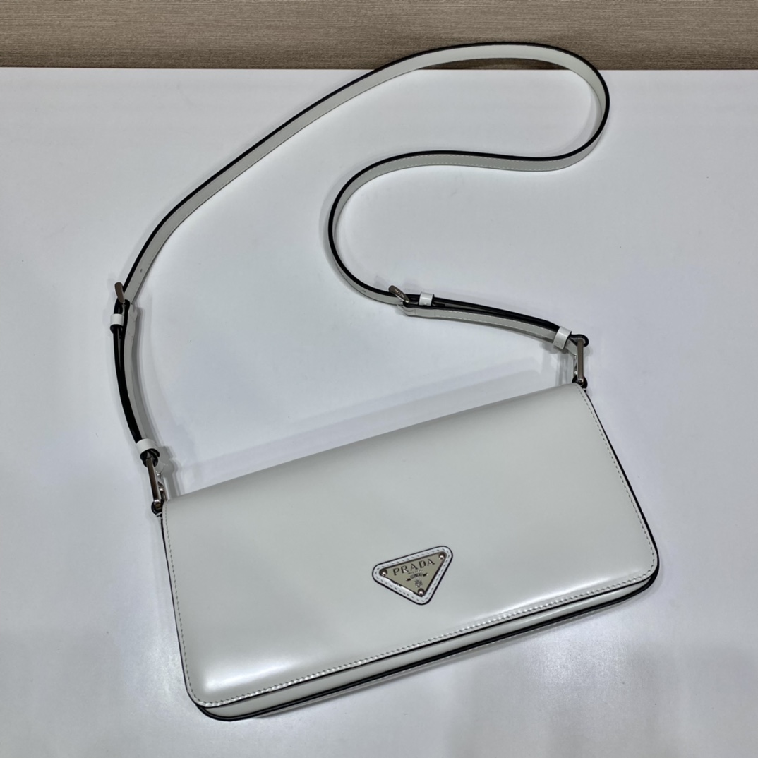 Prada Leather Bag Shoulder Bag Handbag White 1BD323